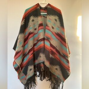 American Eagle Outfitters Multicolor Patterned Poncho